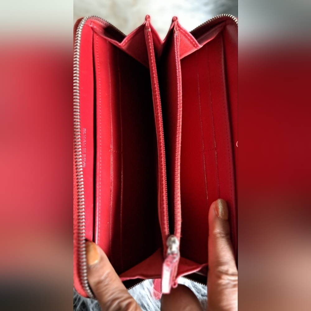 Chanel Red Quilted Cavier Zip Around Wallet With COA - Picture 11 of 14